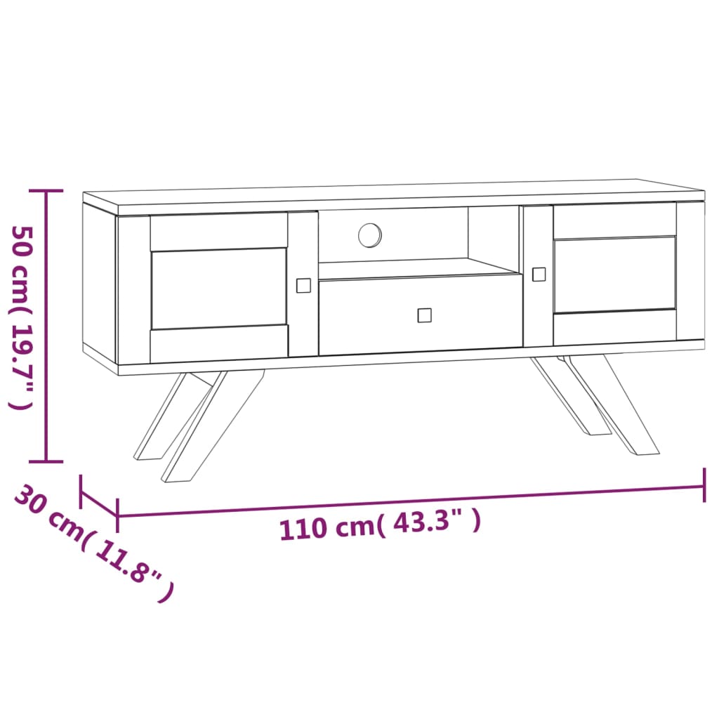 Tv-bänk 110x30x50 cm massiv teak