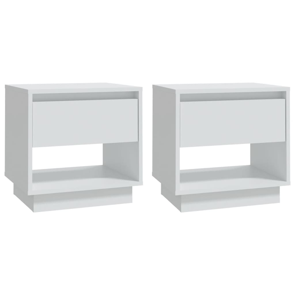 Sängbord vit 2 st 45x34x44 cm konstruerat trä
