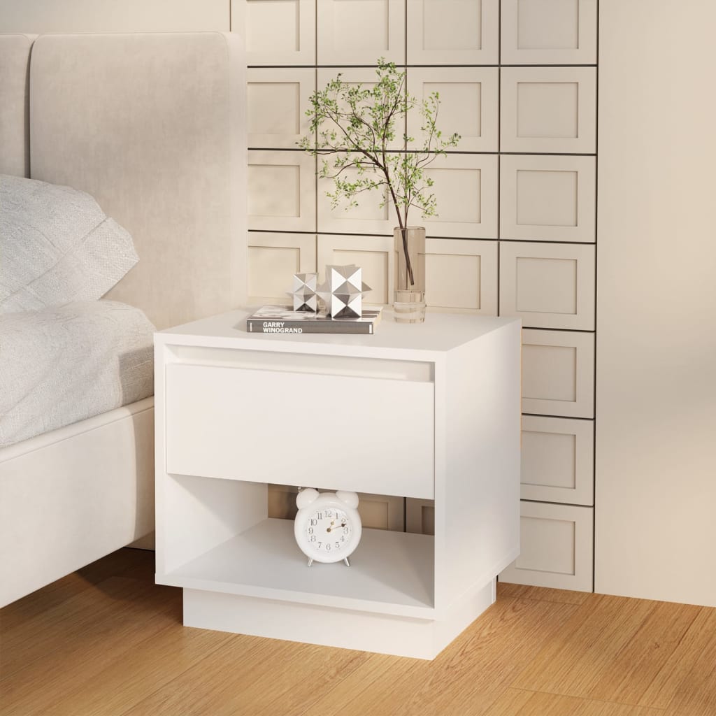 Sängbord vit 2 st 45x34x44 cm konstruerat trä