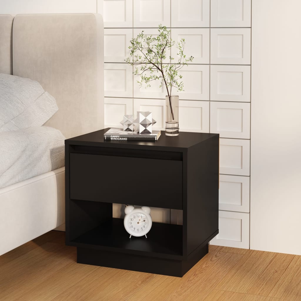Sängbord svart 2 st 45x34x44 cm konstruerat trä