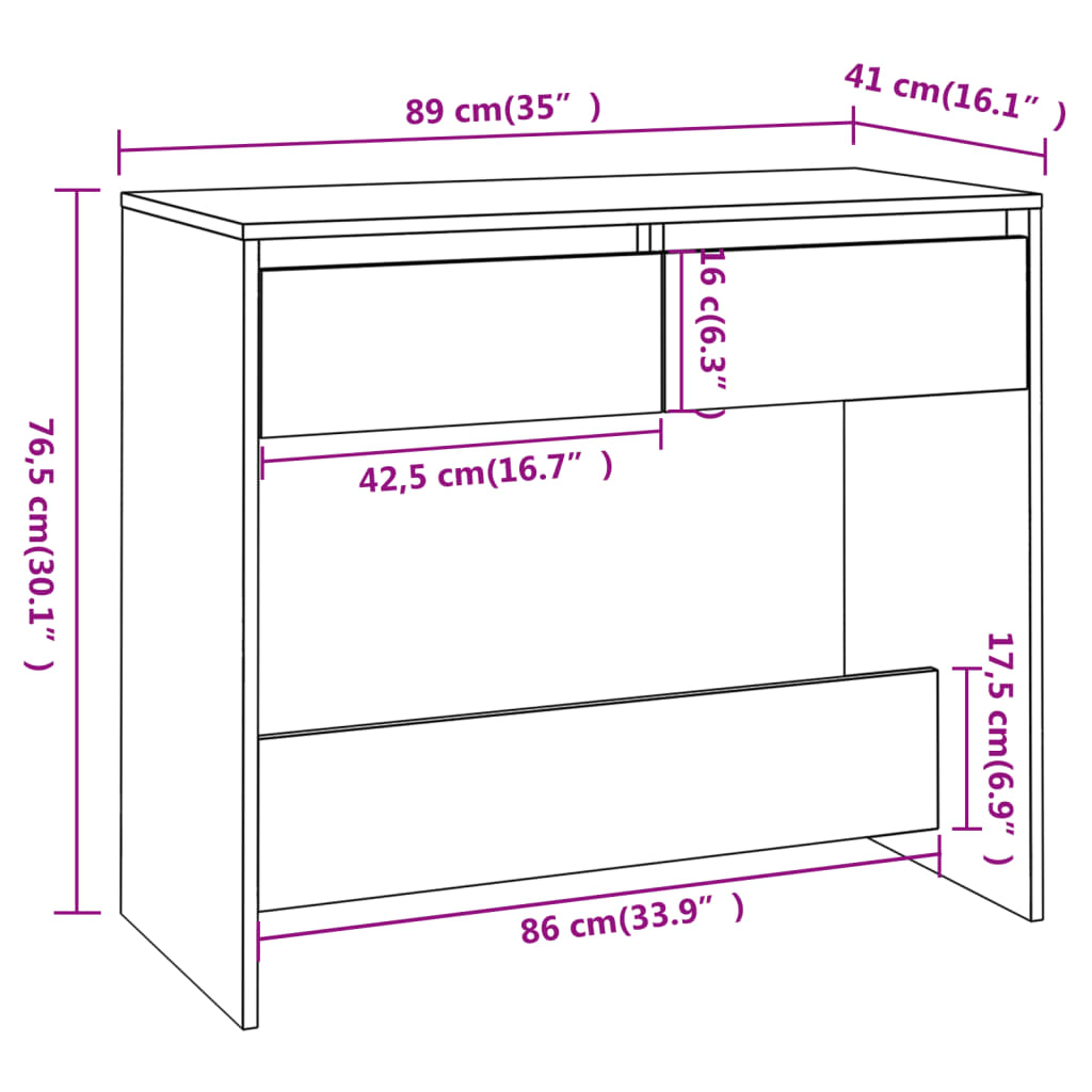 Avlastningsbord Konsollbord Högglans Vit 89x41x76,5 cm