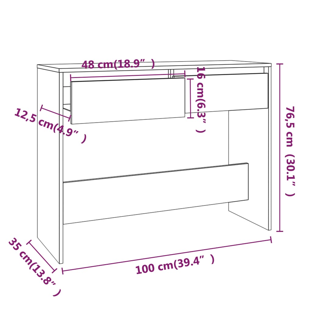 Avlastningsbord Konsollbord Sonoma Ek 100x35x76,5 cm