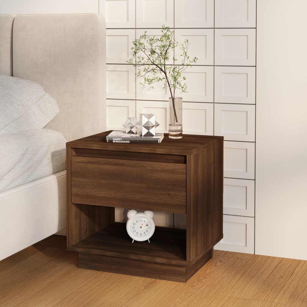 Sängbord 2 st brun ek 45x34x44 cm konstruerat trä