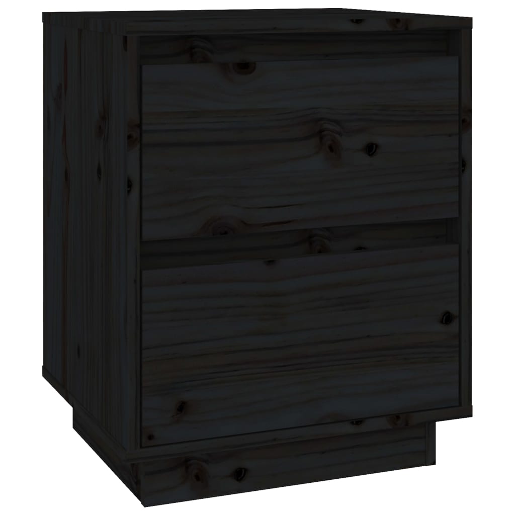 Sängbord 2 st svart 40x35x50 cm massiv furu
