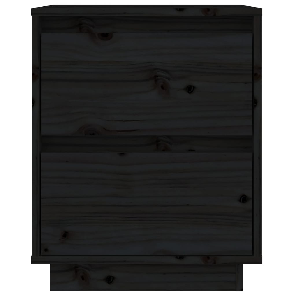 Sängbord 2 st svart 40x35x50 cm massiv furu