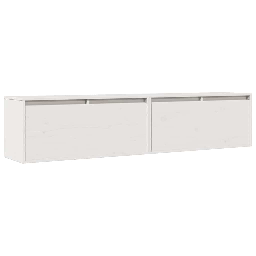Väggskåp Vit 2 st 80x30x35 cm massiv furu