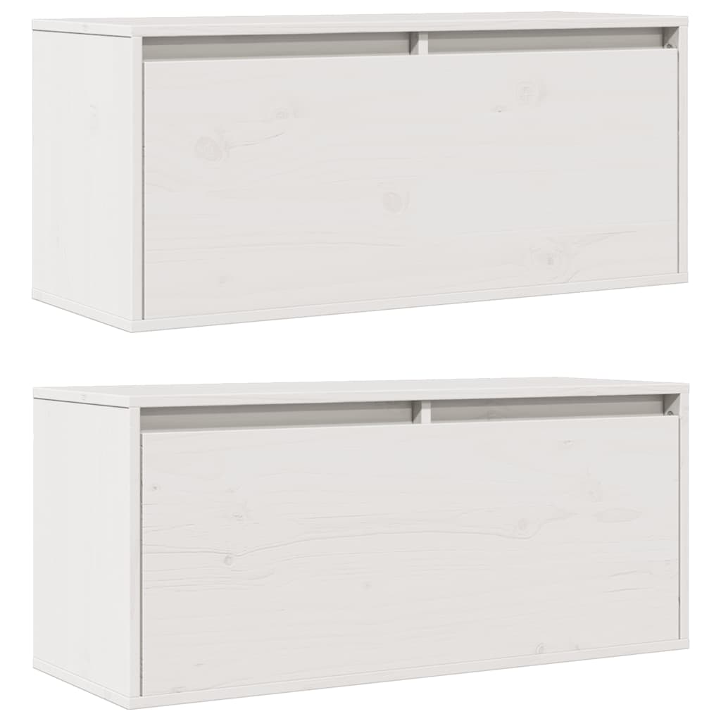 Väggskåp Vit 2 st 80x30x35 cm massiv furu