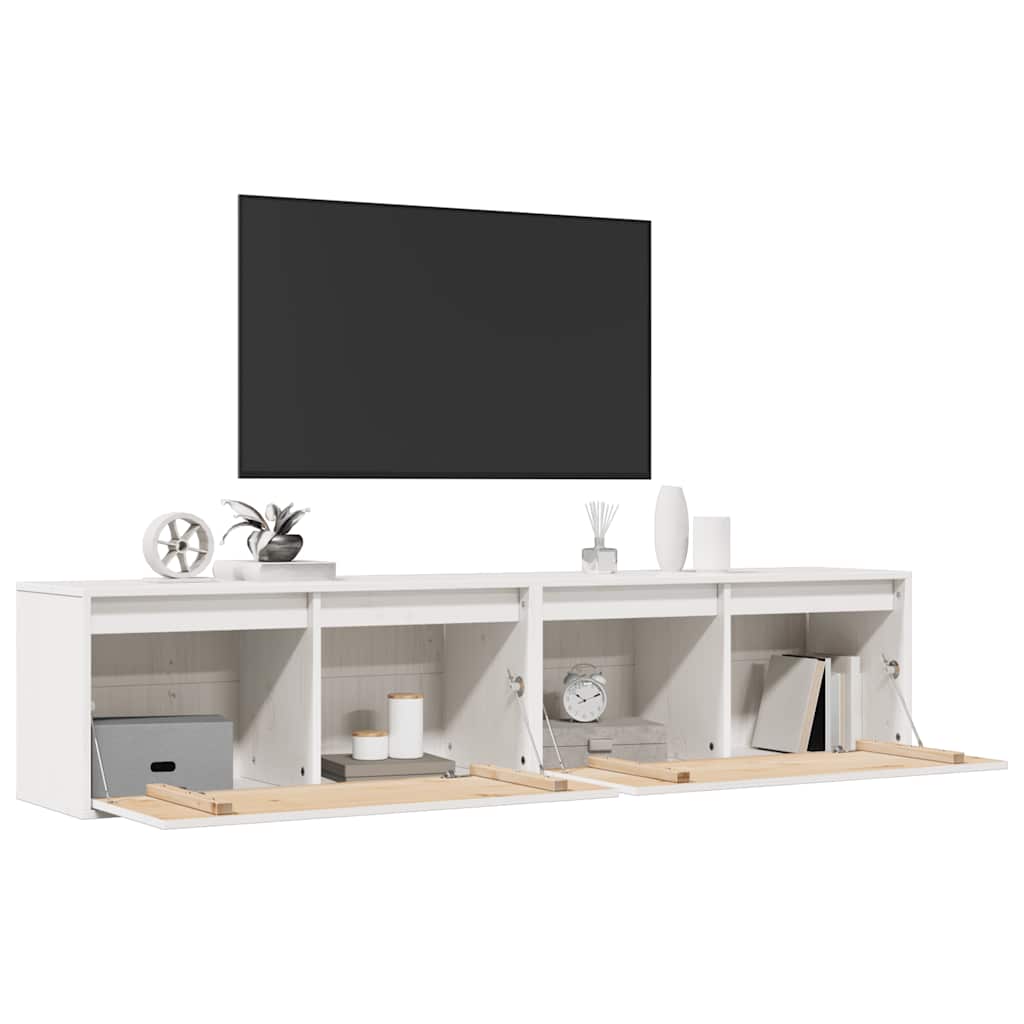 Väggskåp Vit 2 st 80x30x35 cm massiv furu