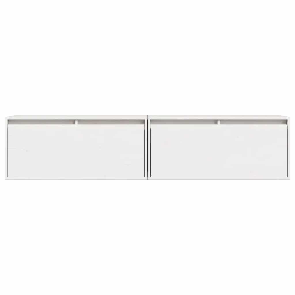 Väggskåp Vit 2 st 80x30x35 cm massiv furu