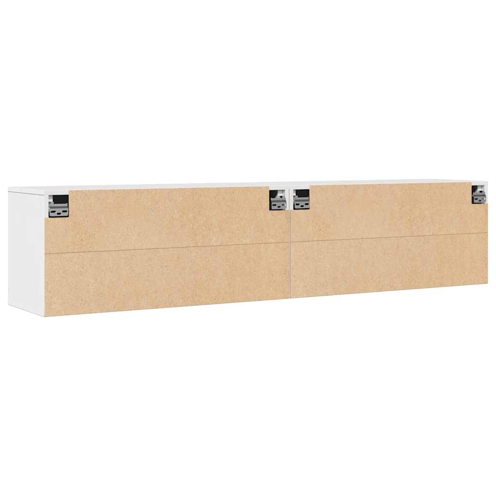 Väggskåp Vit 2 st 80x30x35 cm massiv furu