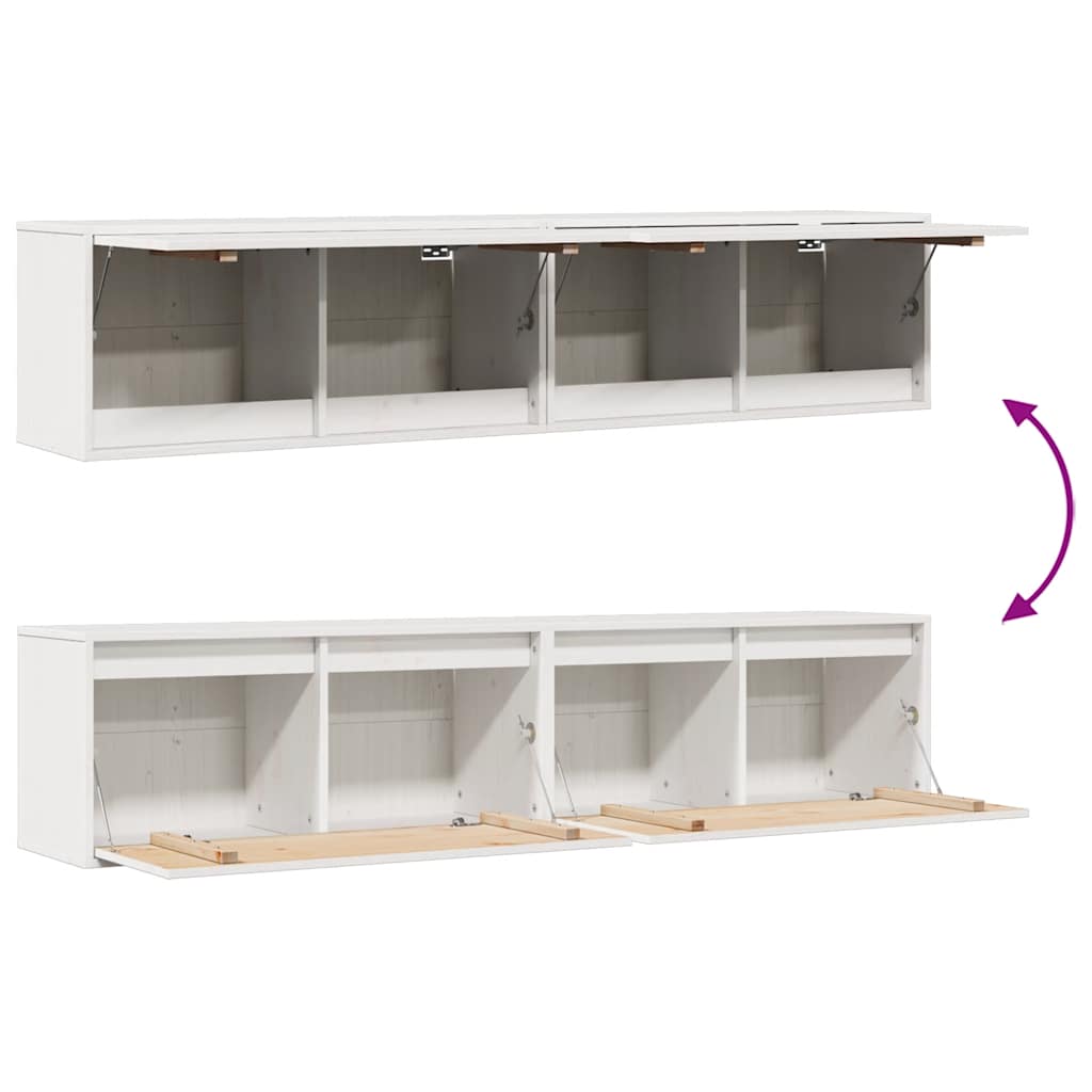 Väggskåp Vit 2 st 80x30x35 cm massiv furu
