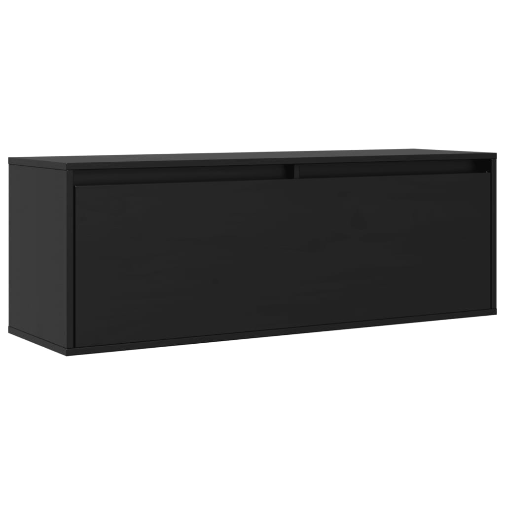Väggskåp Svart 100x30x35 cm massiv furu