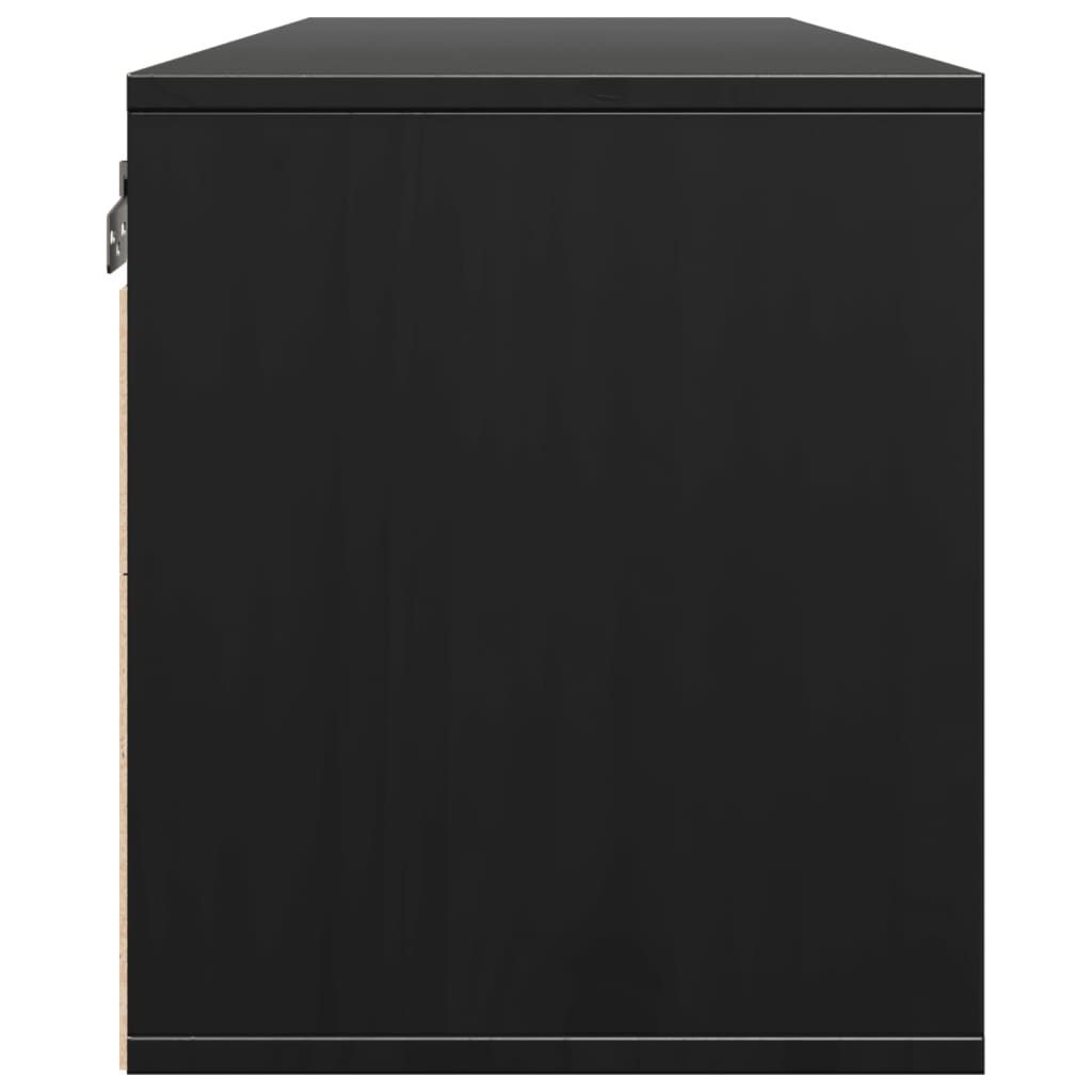 Väggskåp Svart 100x30x35 cm massiv furu