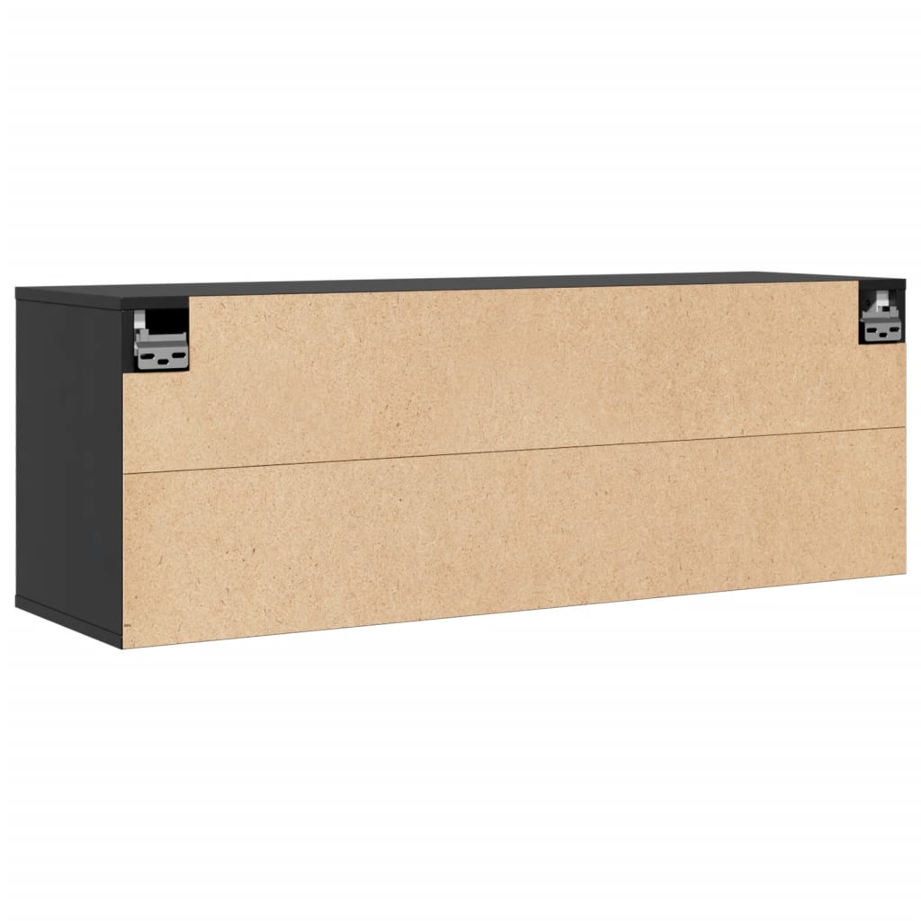Väggskåp Svart 100x30x35 cm massiv furu