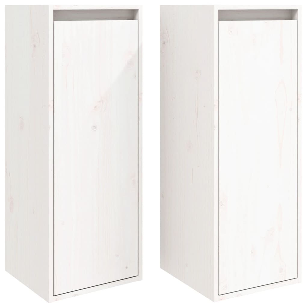 Väggskåp Vit 2 st 30x30x80 cm massiv furu