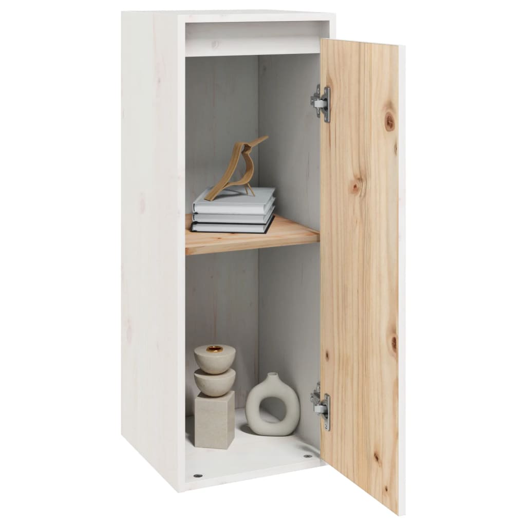 Väggskåp Vit 2 st 30x30x80 cm massiv furu