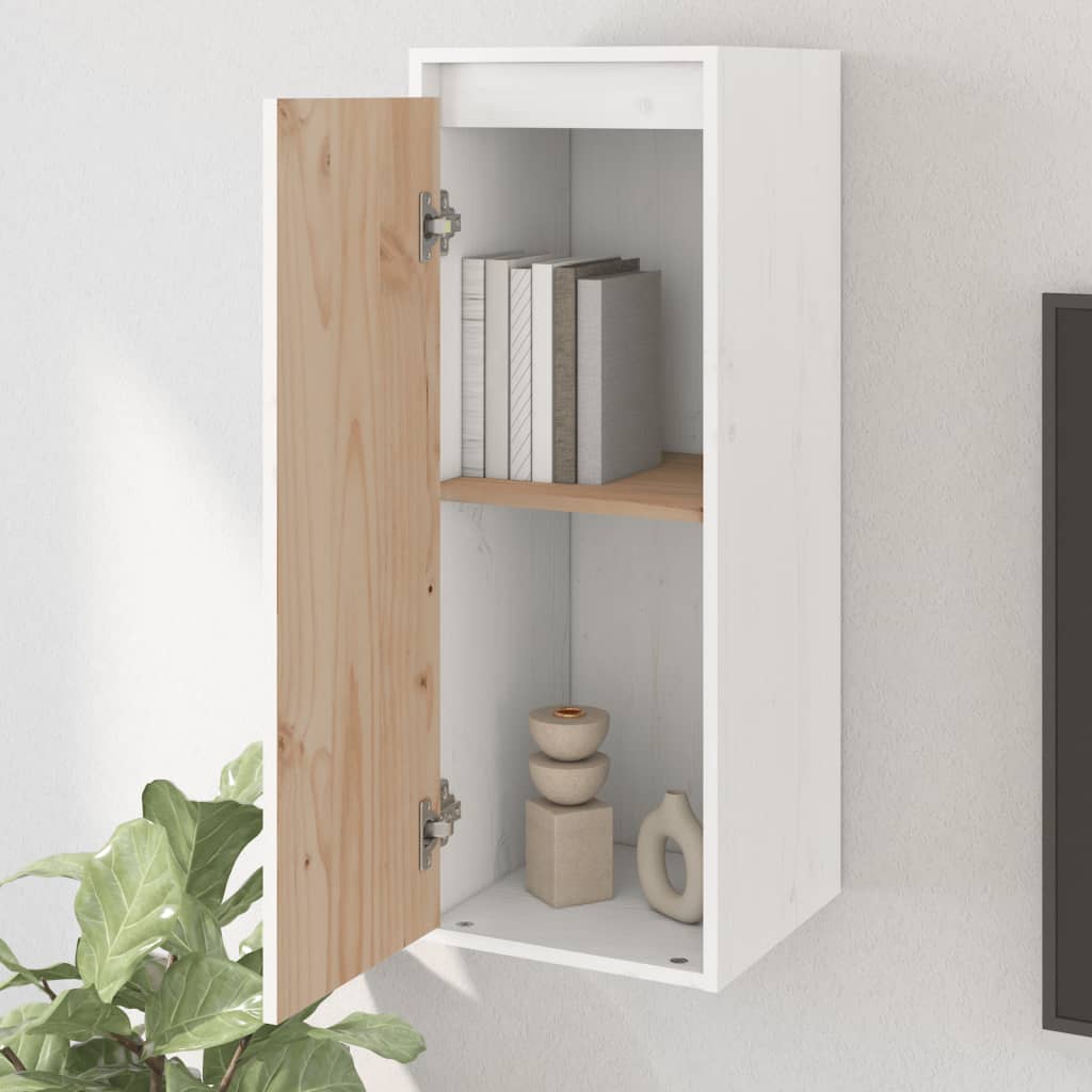 Väggskåp Vit 2 st 30x30x80 cm massiv furu