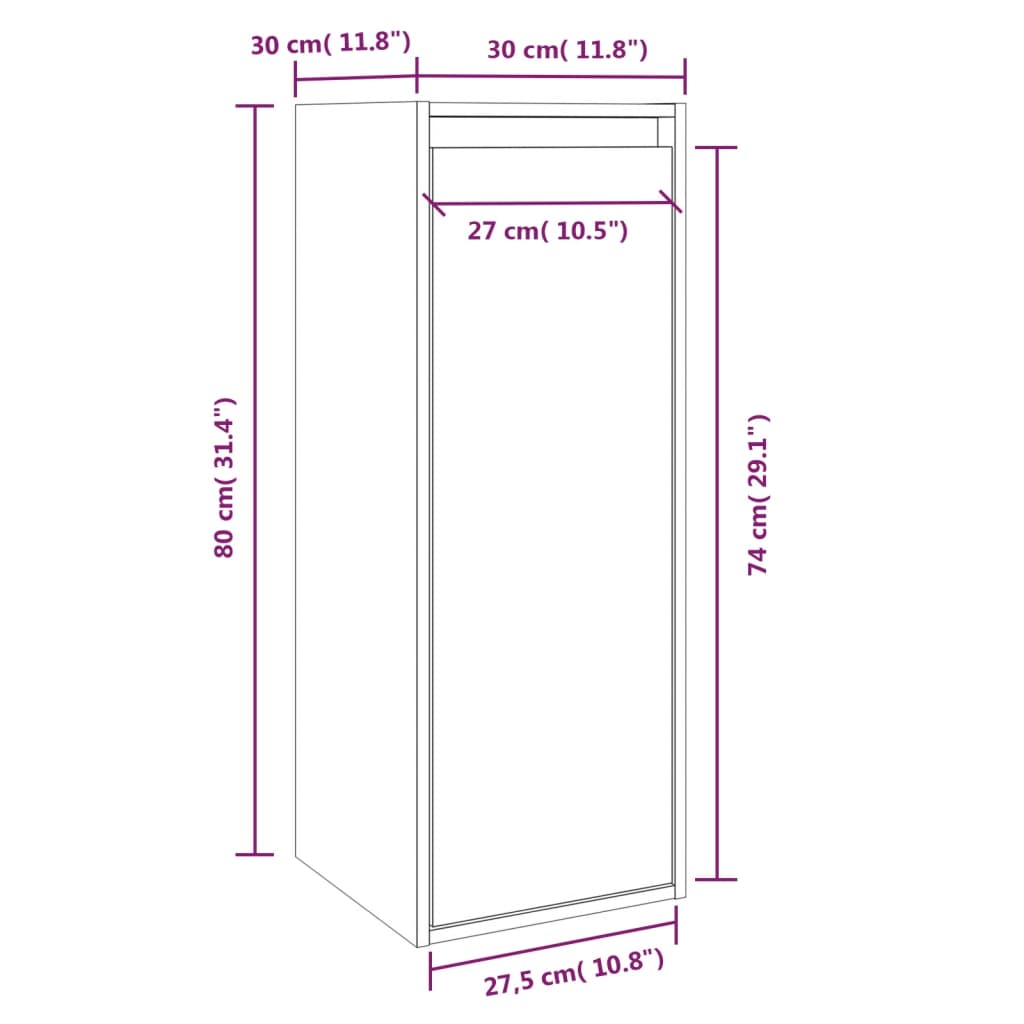 Väggskåp Vit 2 st 30x30x80 cm massiv furu