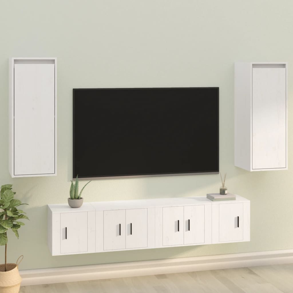 Väggskåp Vit 2 st 30x30x80 cm massiv furu