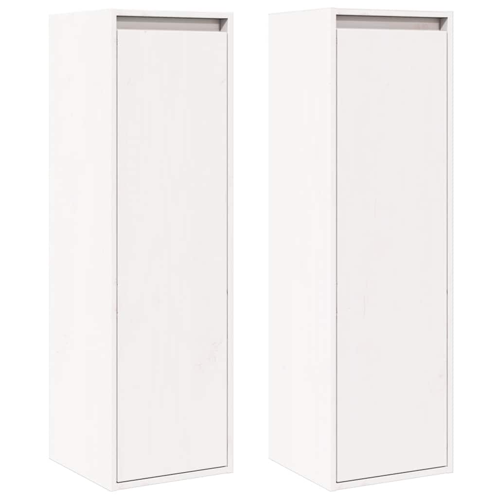 Väggskåp Vit 2 st 30x30x100 cm massiv furu
