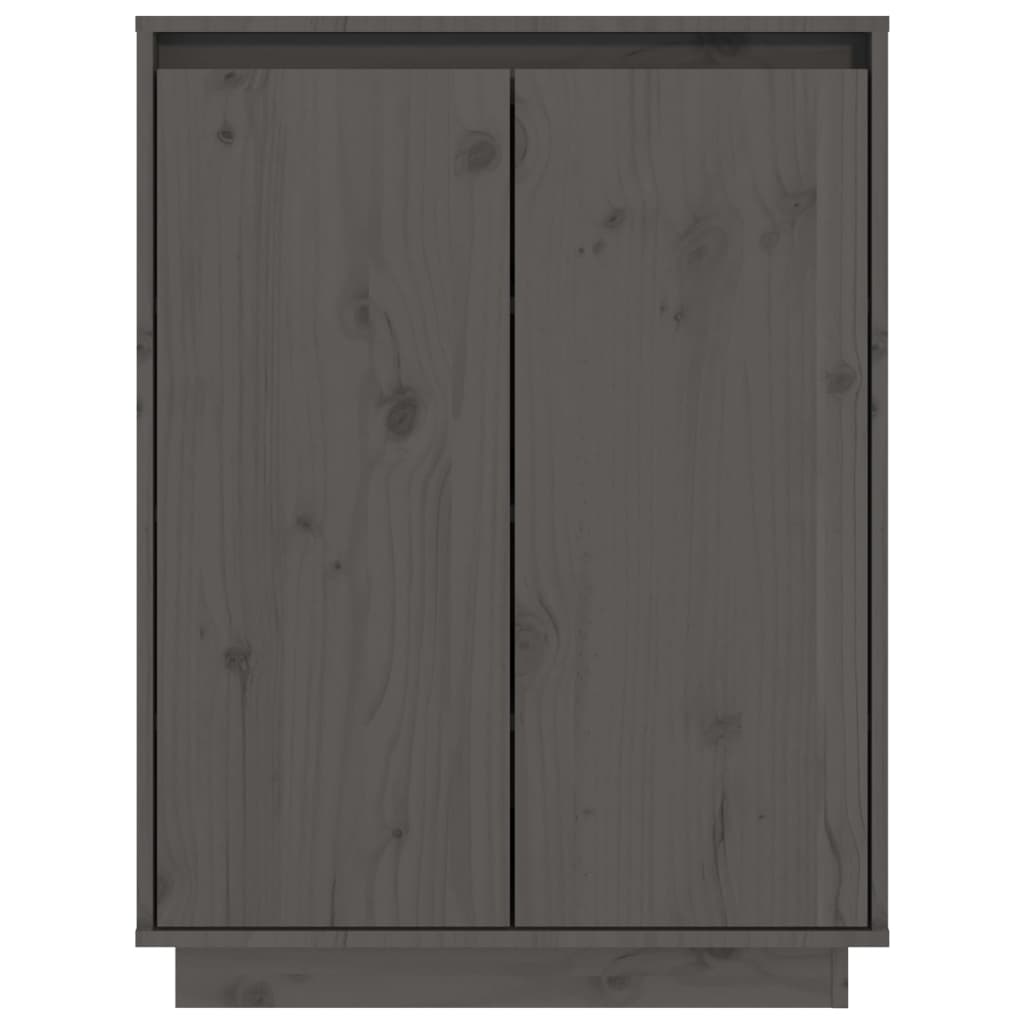 Skoställ Grå Skoskåp 60x35x80 cm massiv furu