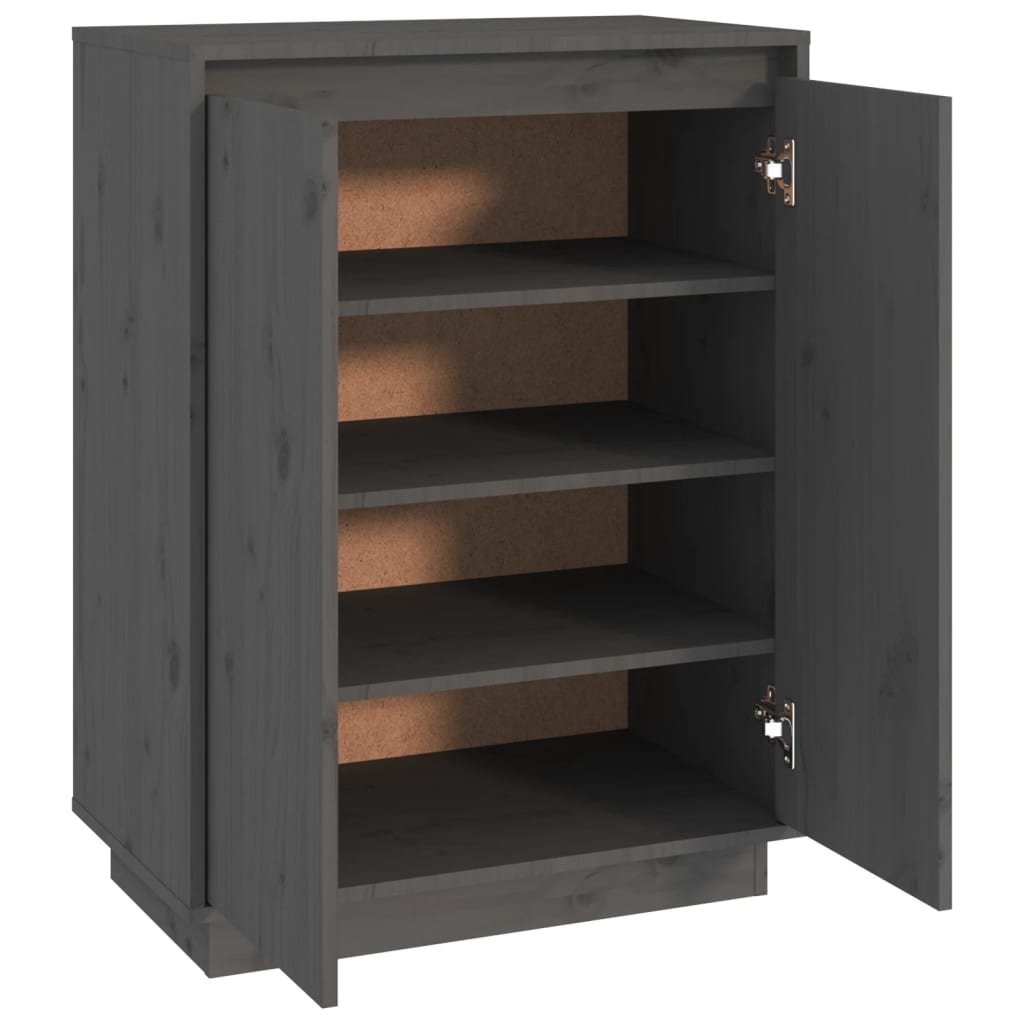 Skoställ Grå Skoskåp 60x35x80 cm massiv furu