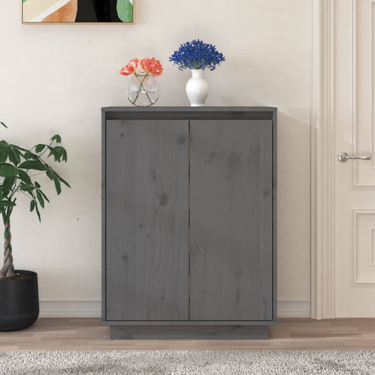 Skoställ Grå Skoskåp 60x35x80 cm massiv furu