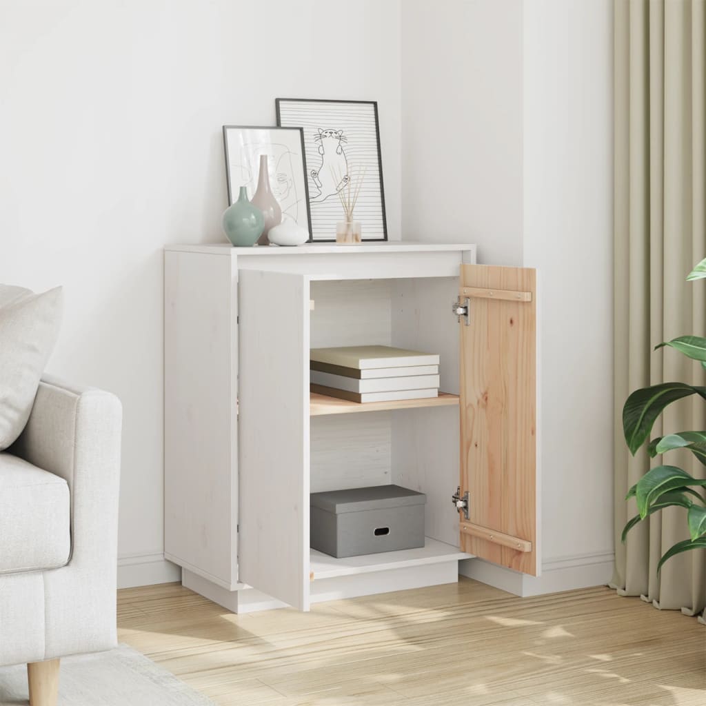 Skänk Vit 60x34x75 cm massiv furu