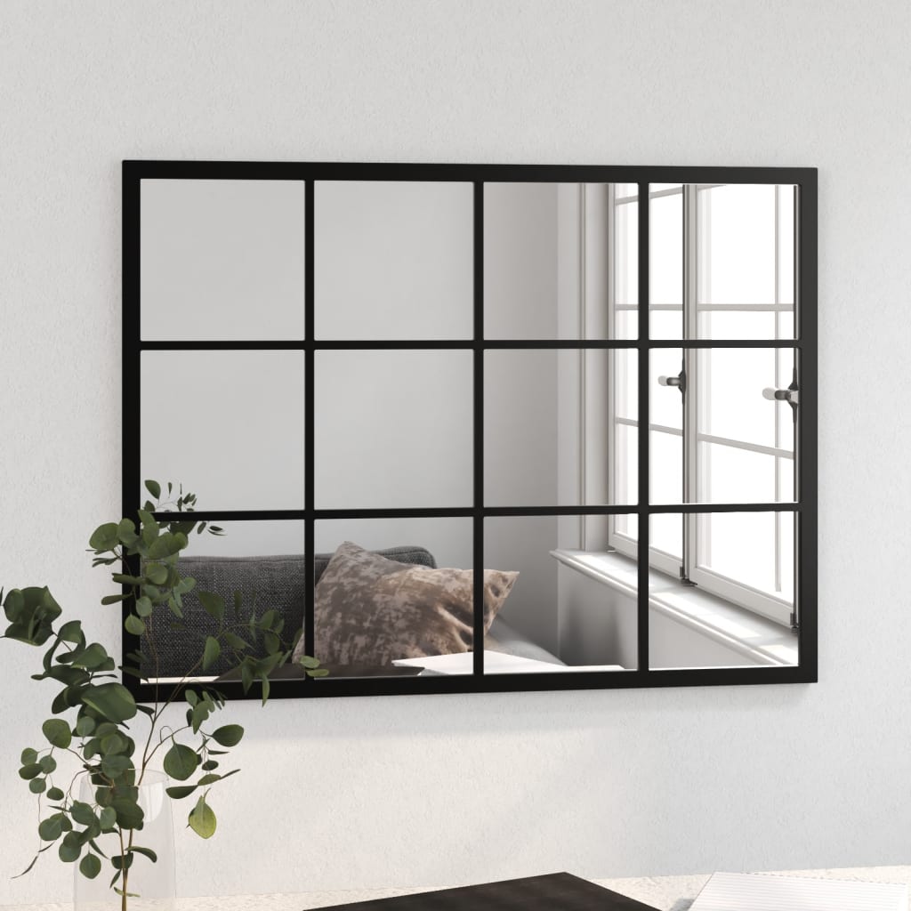 Väggspegel Svart 80x60 cm metall