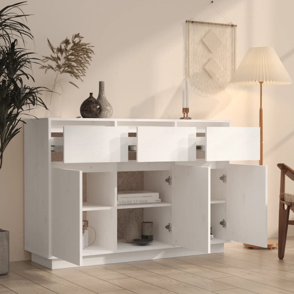 Skänk Vit 110x34x75 cm massiv furu