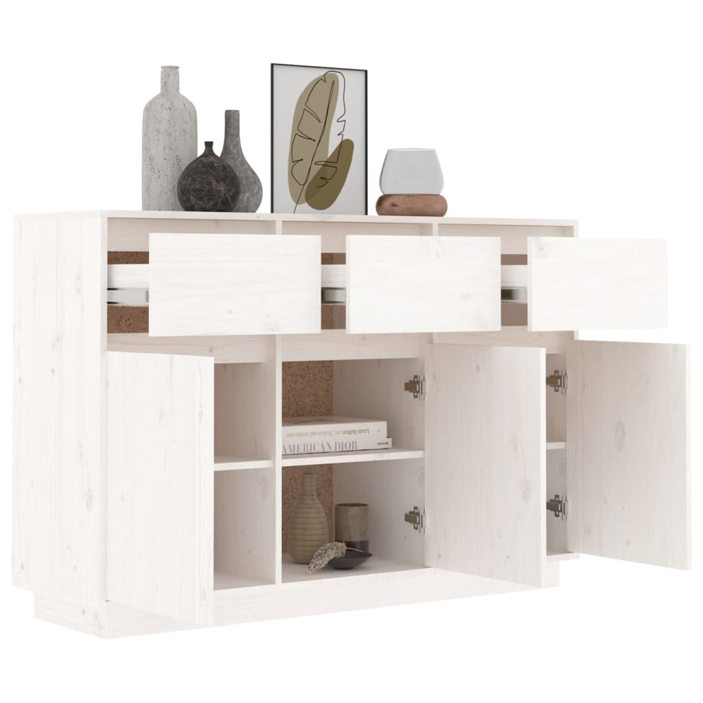 Skänk Vit 110x34x75 cm massiv furu