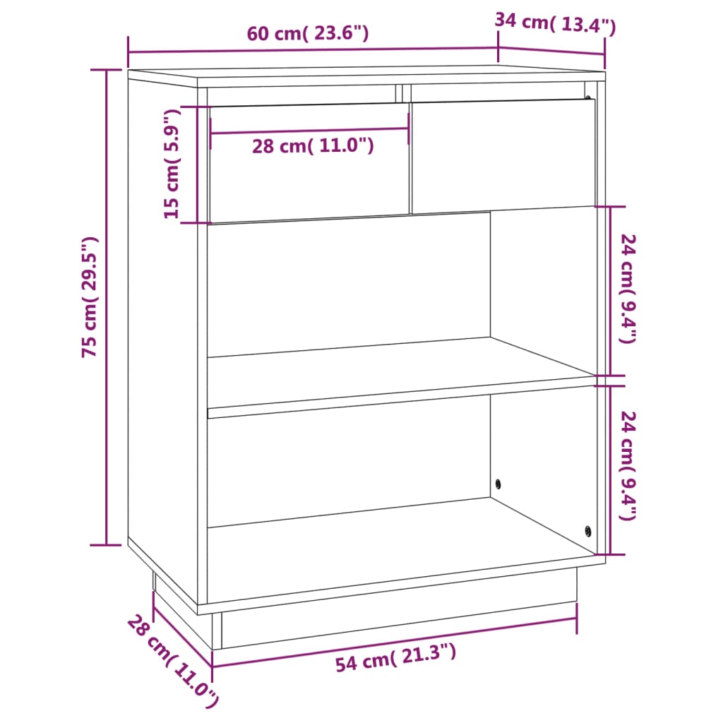 Avlastningsbord Konsollbord Vit 60x34x75 cm massiv furu
