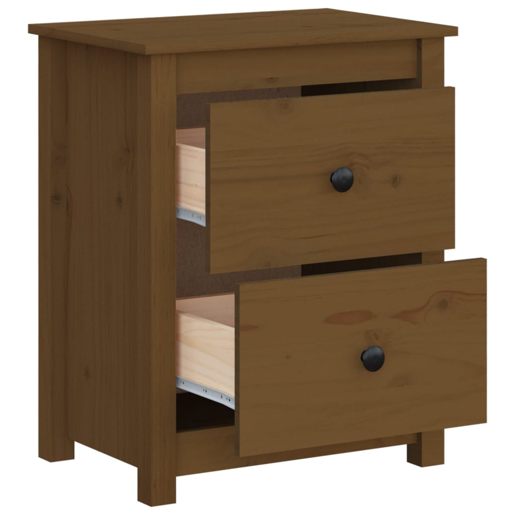 Sängbord 2 st honungsbrun 50x35x61,5 cm massiv furu