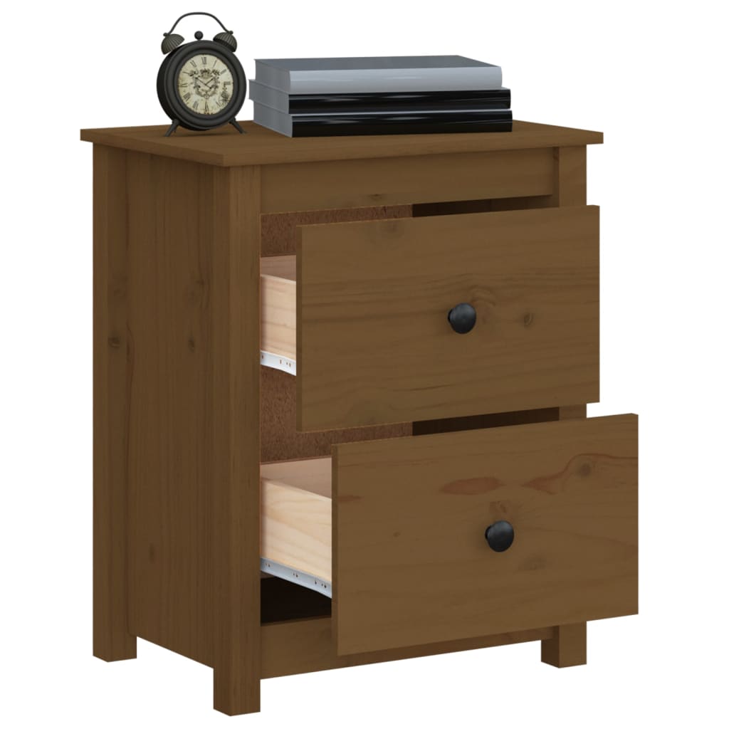 Sängbord 2 st honungsbrun 50x35x61,5 cm massiv furu