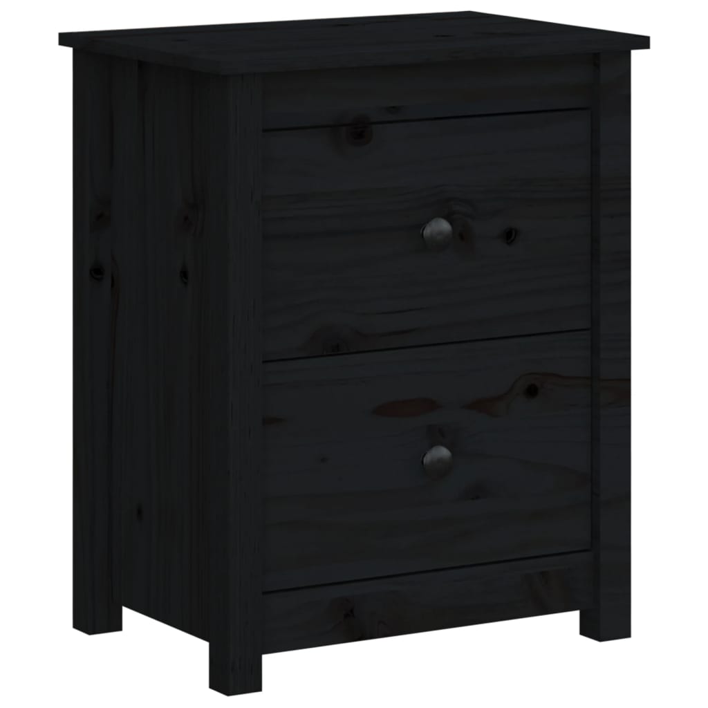 Sängbord 2 st svart 50x35x61,5 cm massiv furu