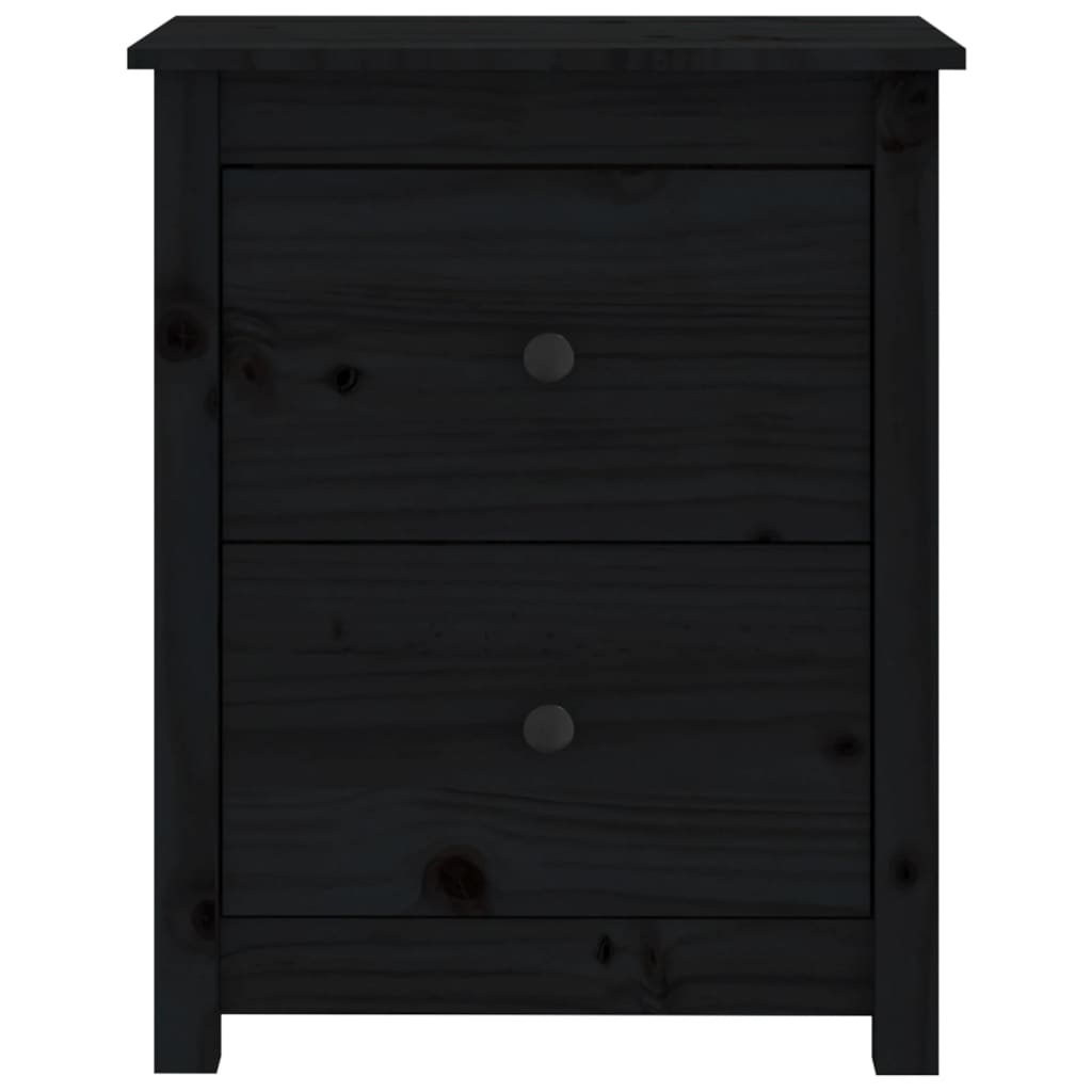 Sängbord 2 st svart 50x35x61,5 cm massiv furu