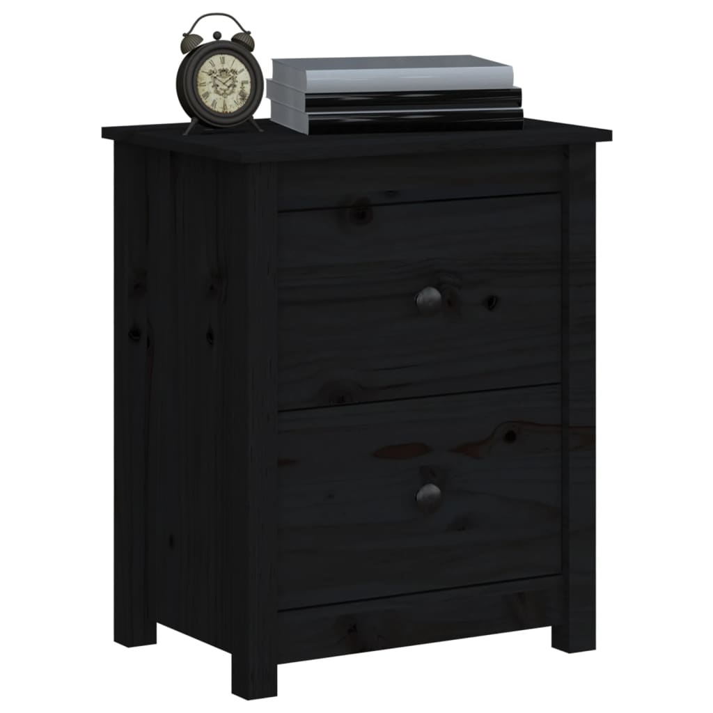 Sängbord 2 st svart 50x35x61,5 cm massiv furu