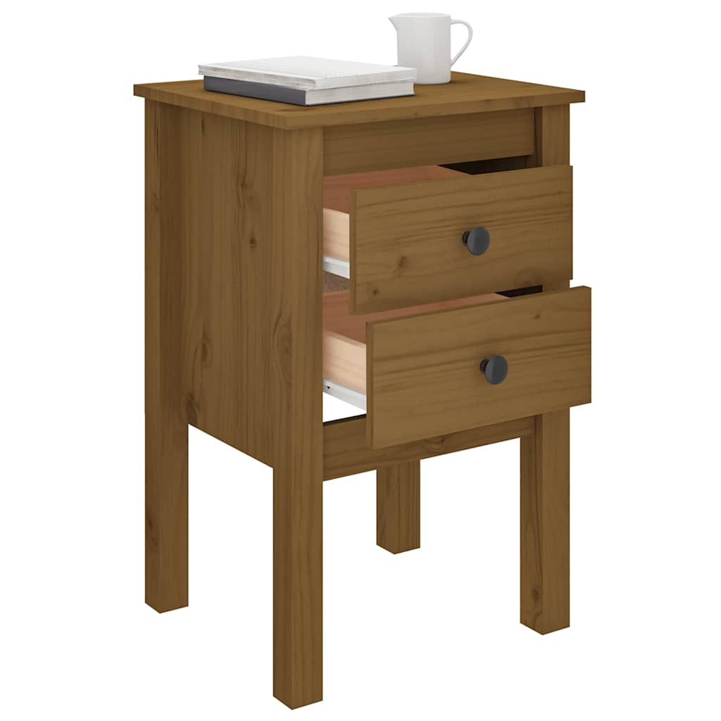 Sängbord 2 st honungsbrun 40x35x61,5 cm massiv furu