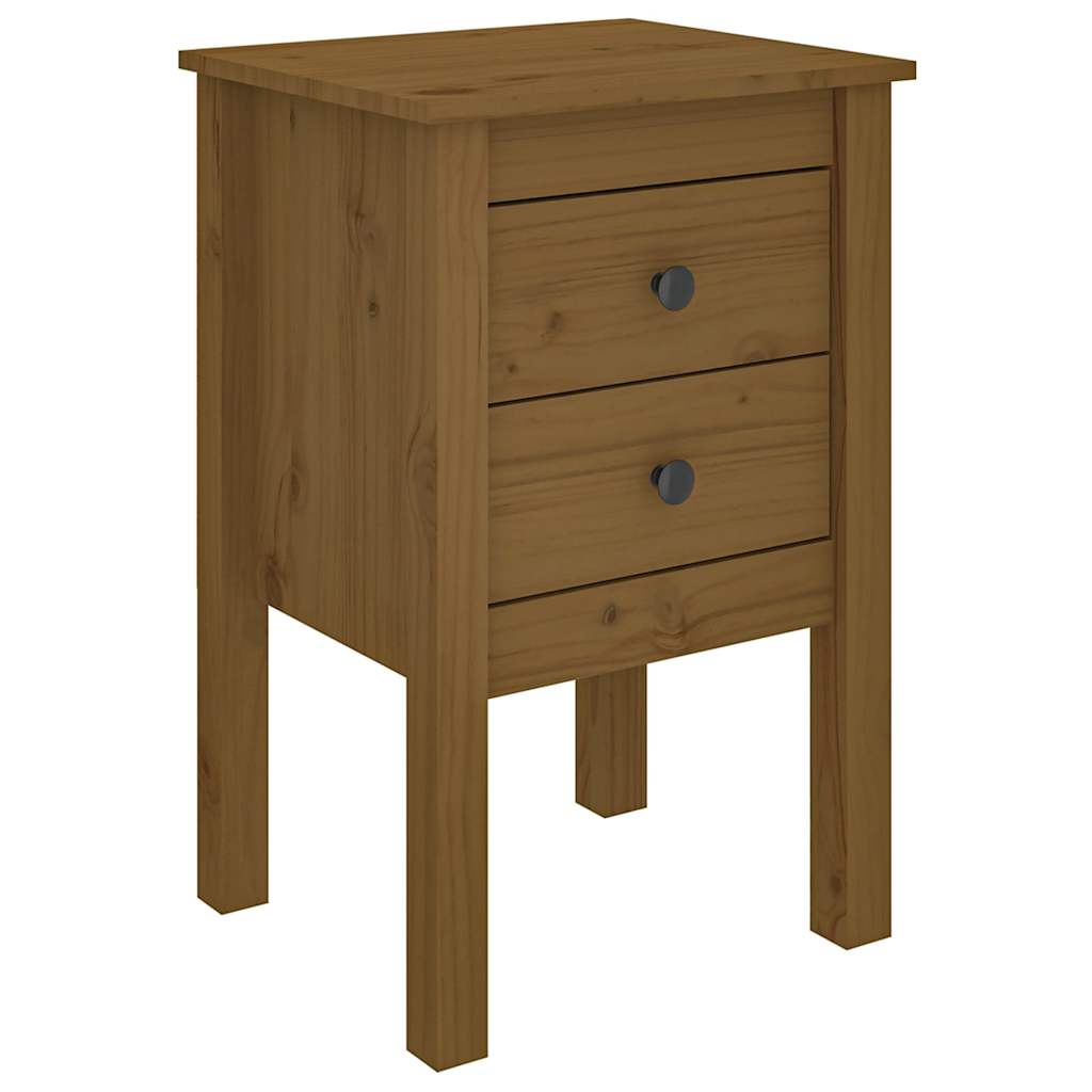 Sängbord 2 st honungsbrun 40x35x61,5 cm massiv furu