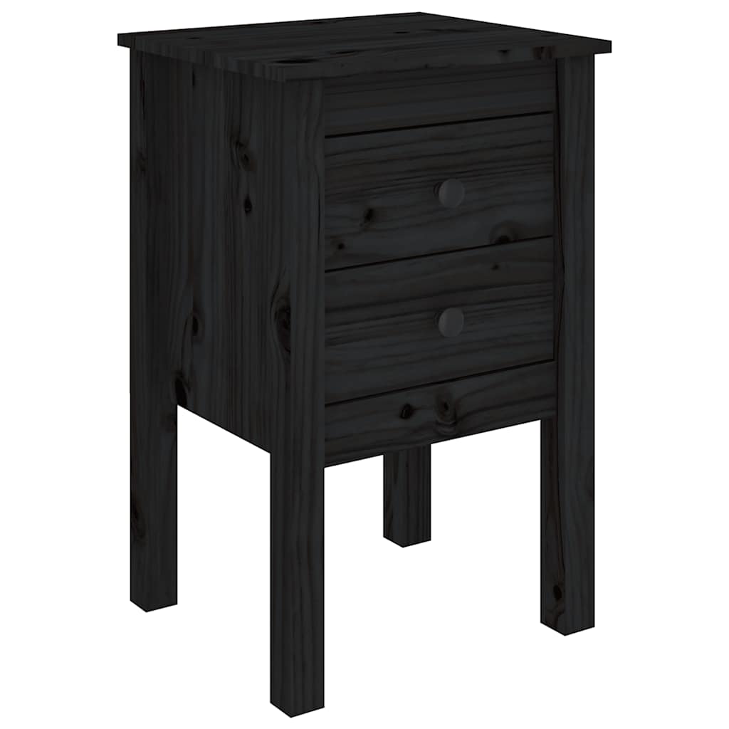 Sängbord 2 st svart 40x35x61,5 cm massiv furu