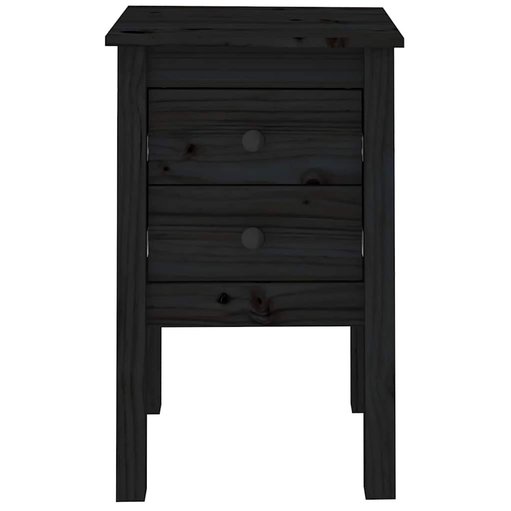 Sängbord 2 st svart 40x35x61,5 cm massiv furu