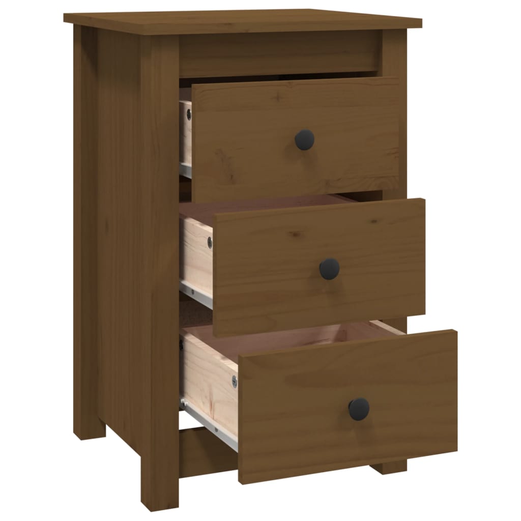 Sängbord 2 st honungsbrun 40x35x61,5 cm massiv furu