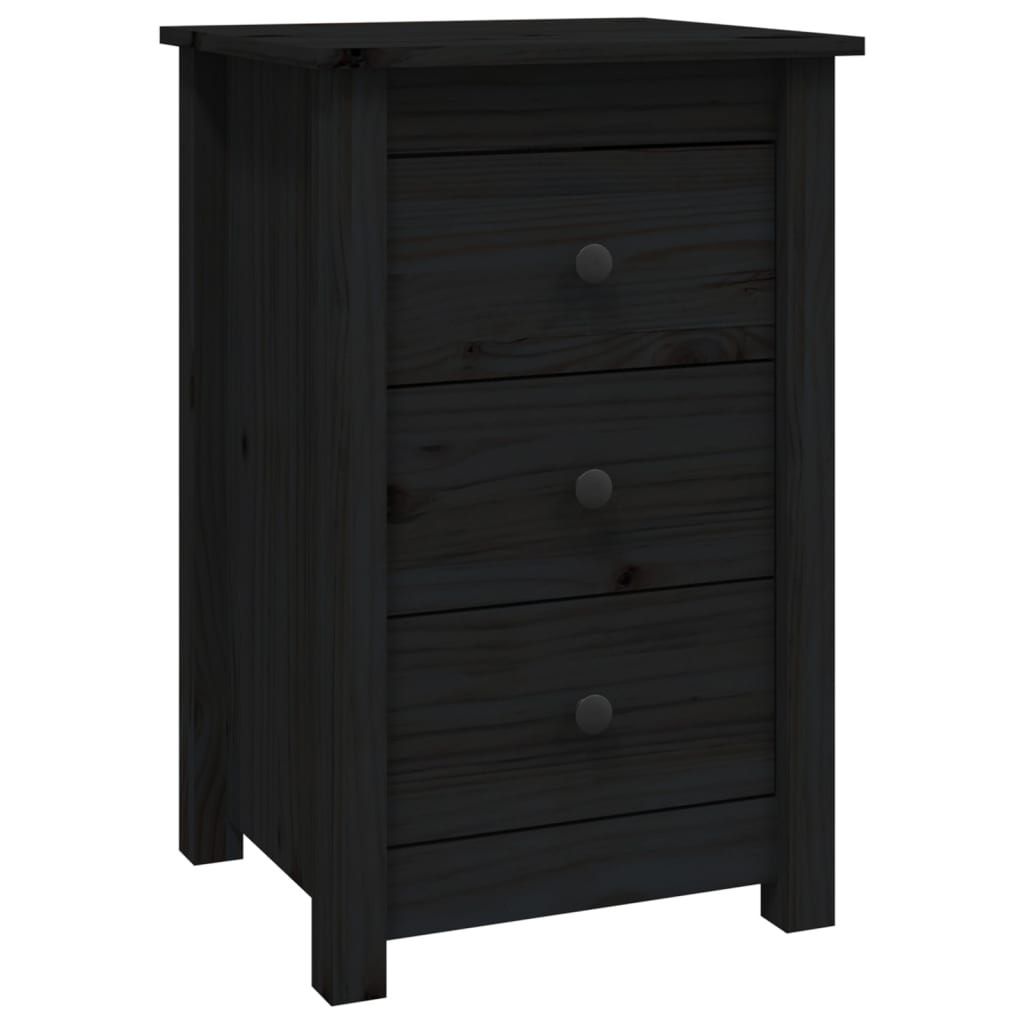 Sängbord 2 st svart 40x35x61,5 cm massiv furu