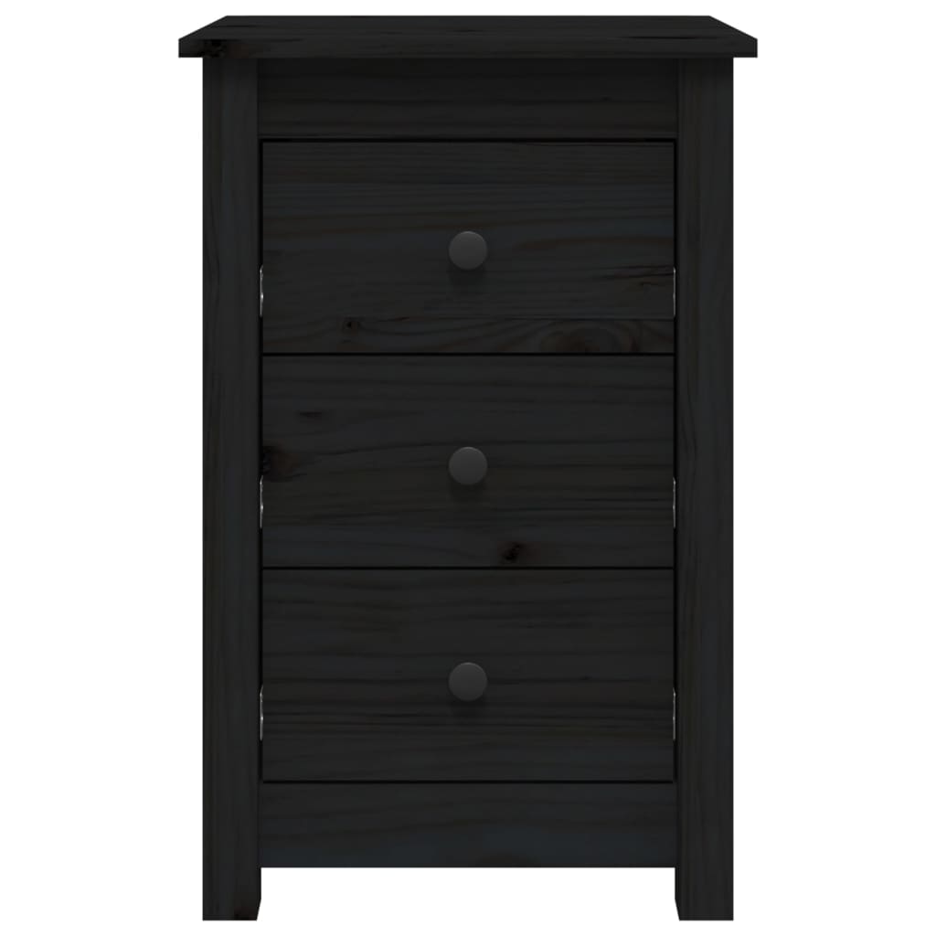 Sängbord 2 st svart 40x35x61,5 cm massiv furu