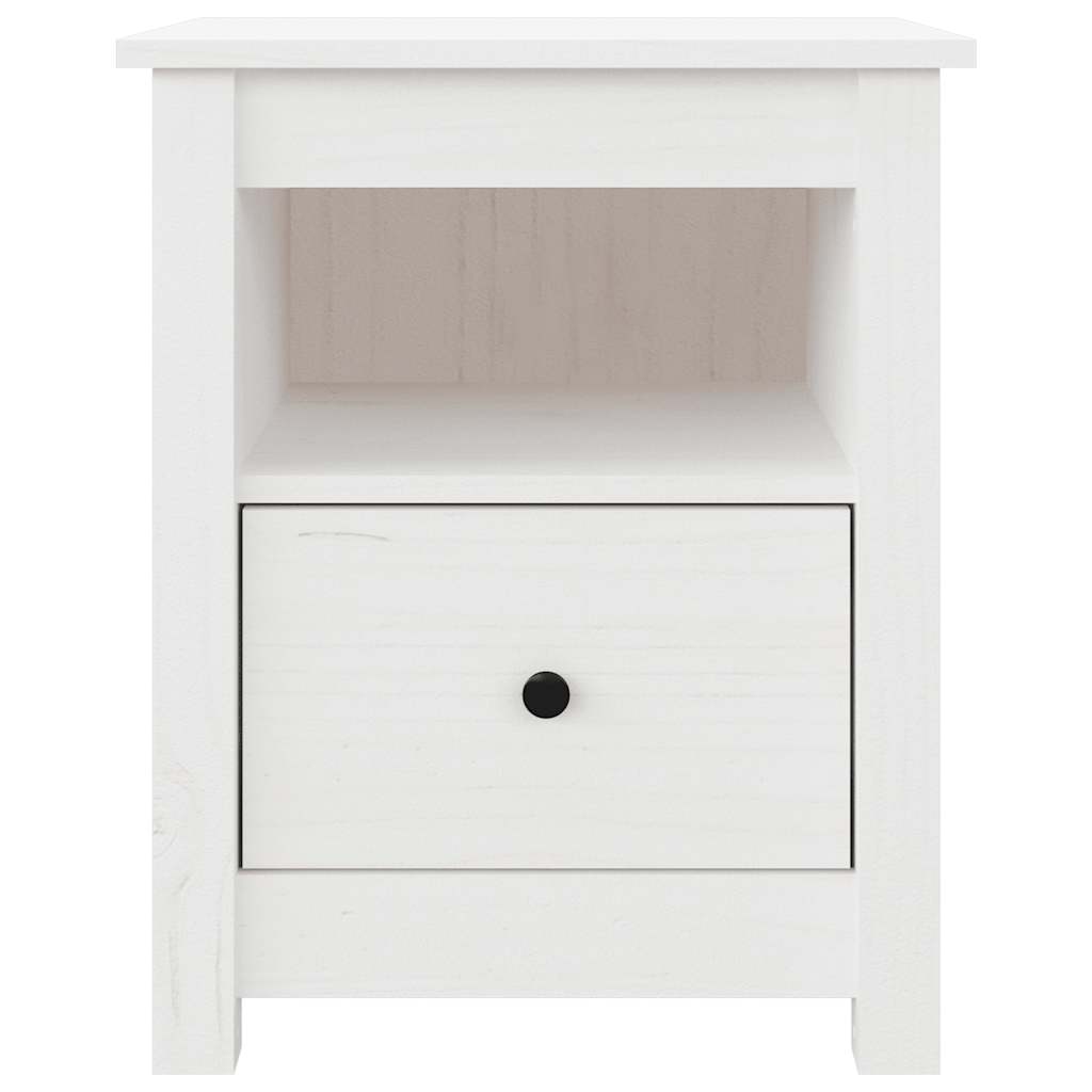 Sängbord 2 st vit 40x35x49 cm massiv furu