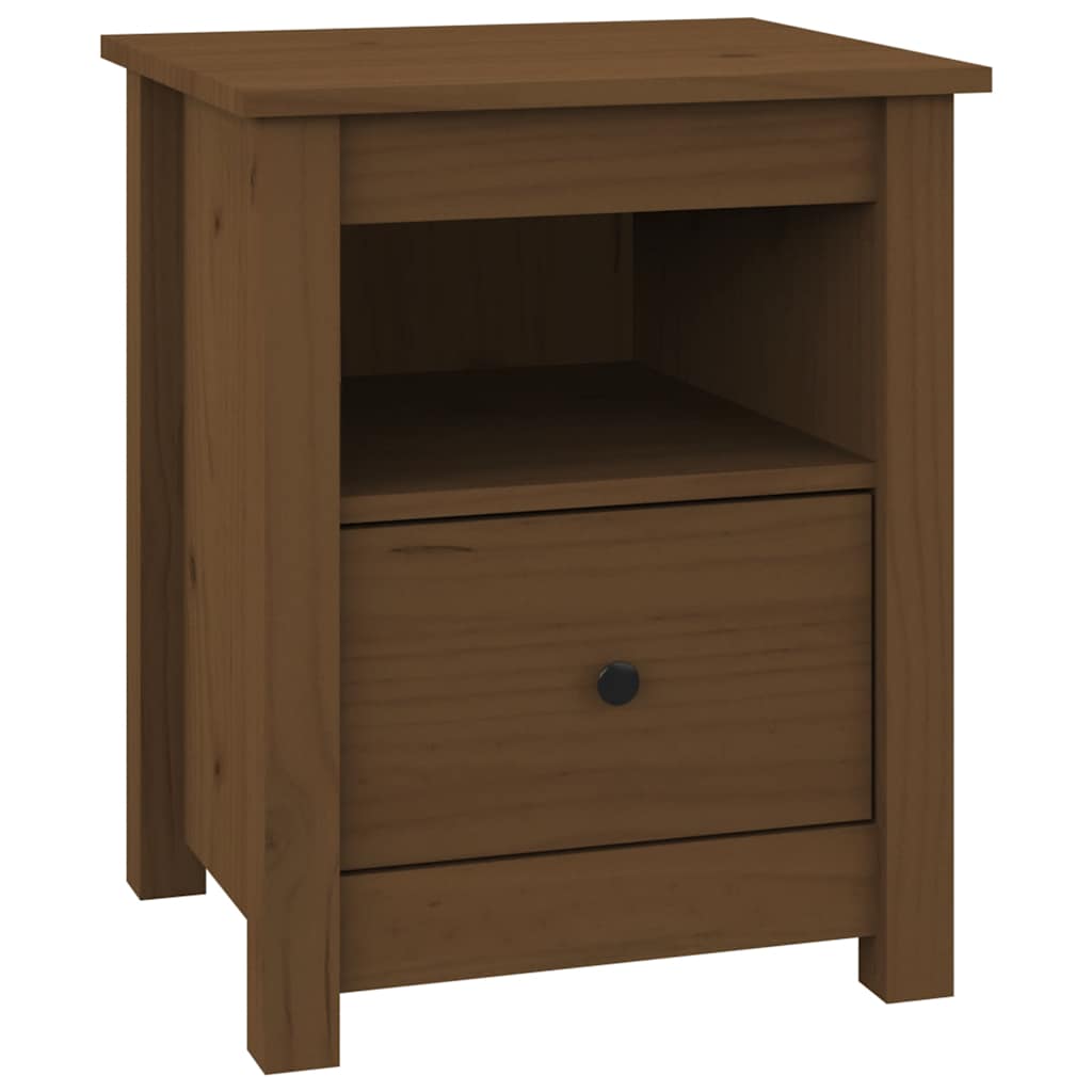 Sängbord 2 st honungsbrun 40x35x49 cm massiv furu