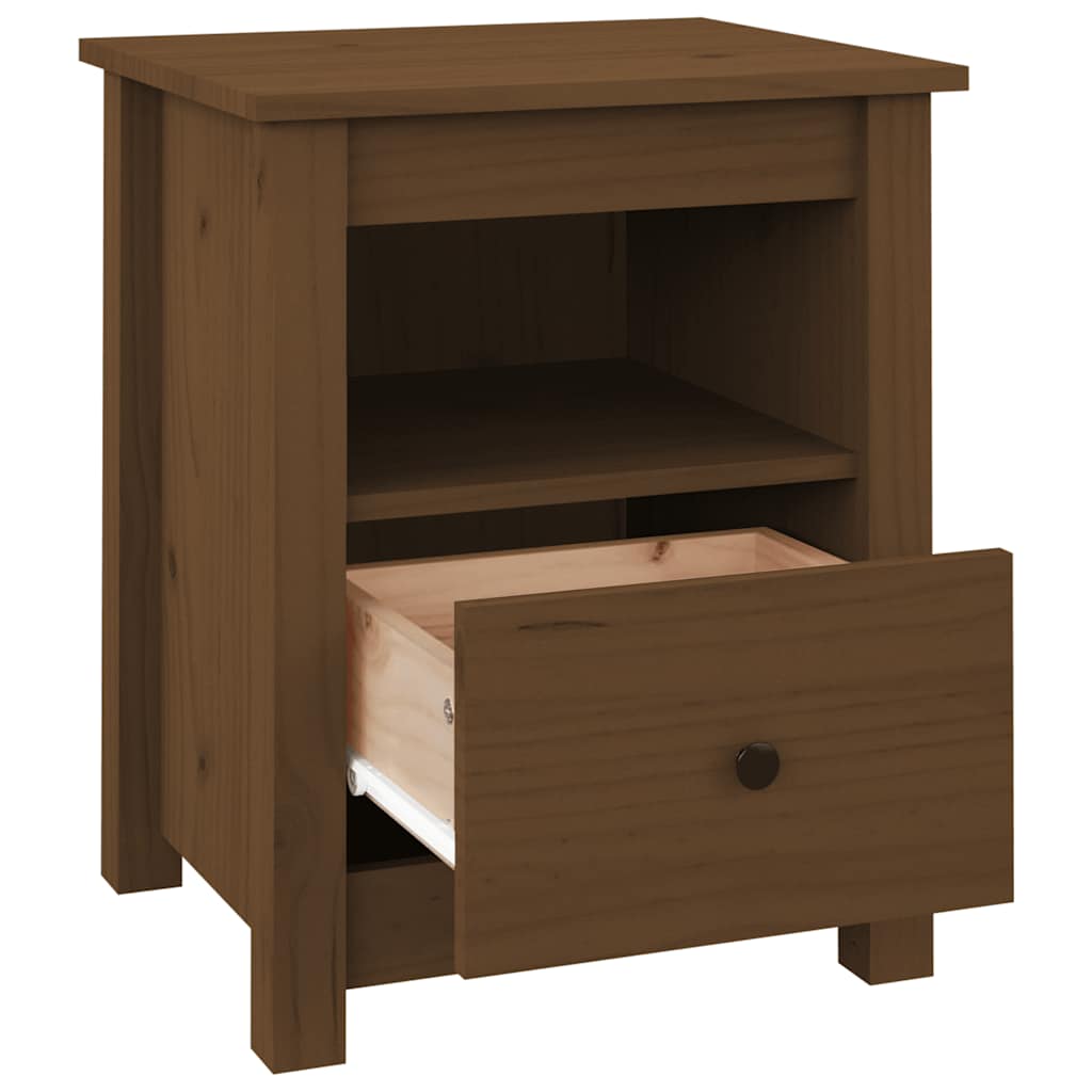 Sängbord 2 st honungsbrun 40x35x49 cm massiv furu
