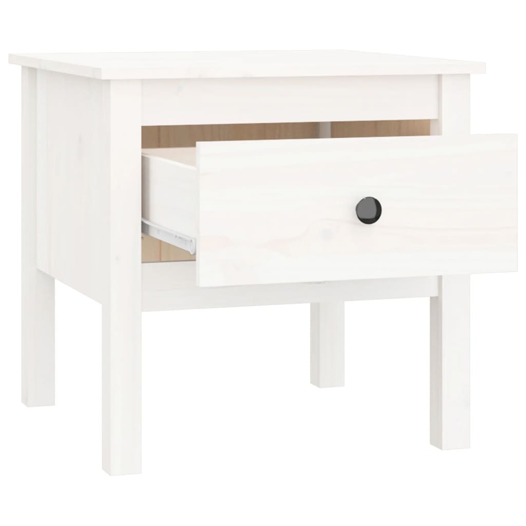 Sidobord Vit 2 st 50x50x49 cm massivt furuträ