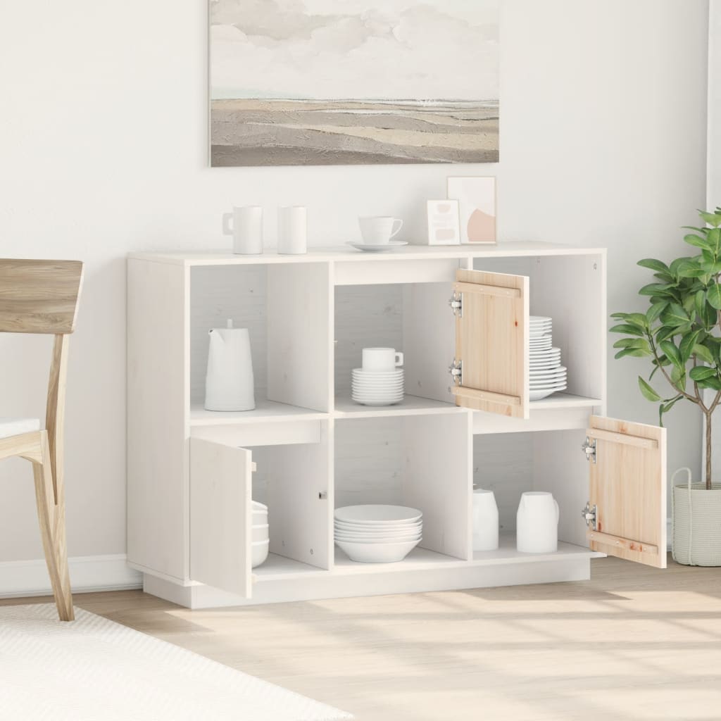 Skänk Vit 110,5x35x80 cm massiv furu