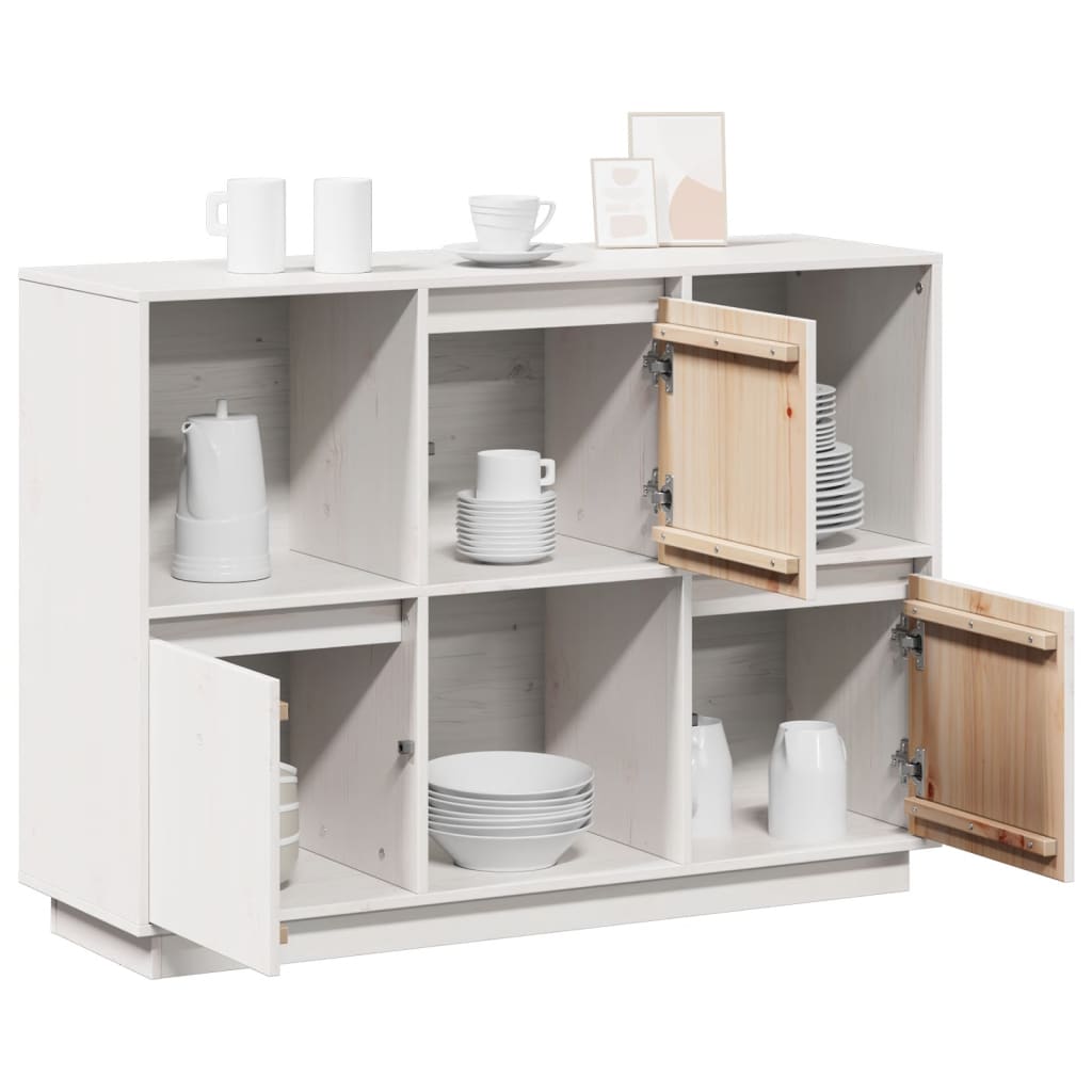 Skänk Vit 110,5x35x80 cm massiv furu
